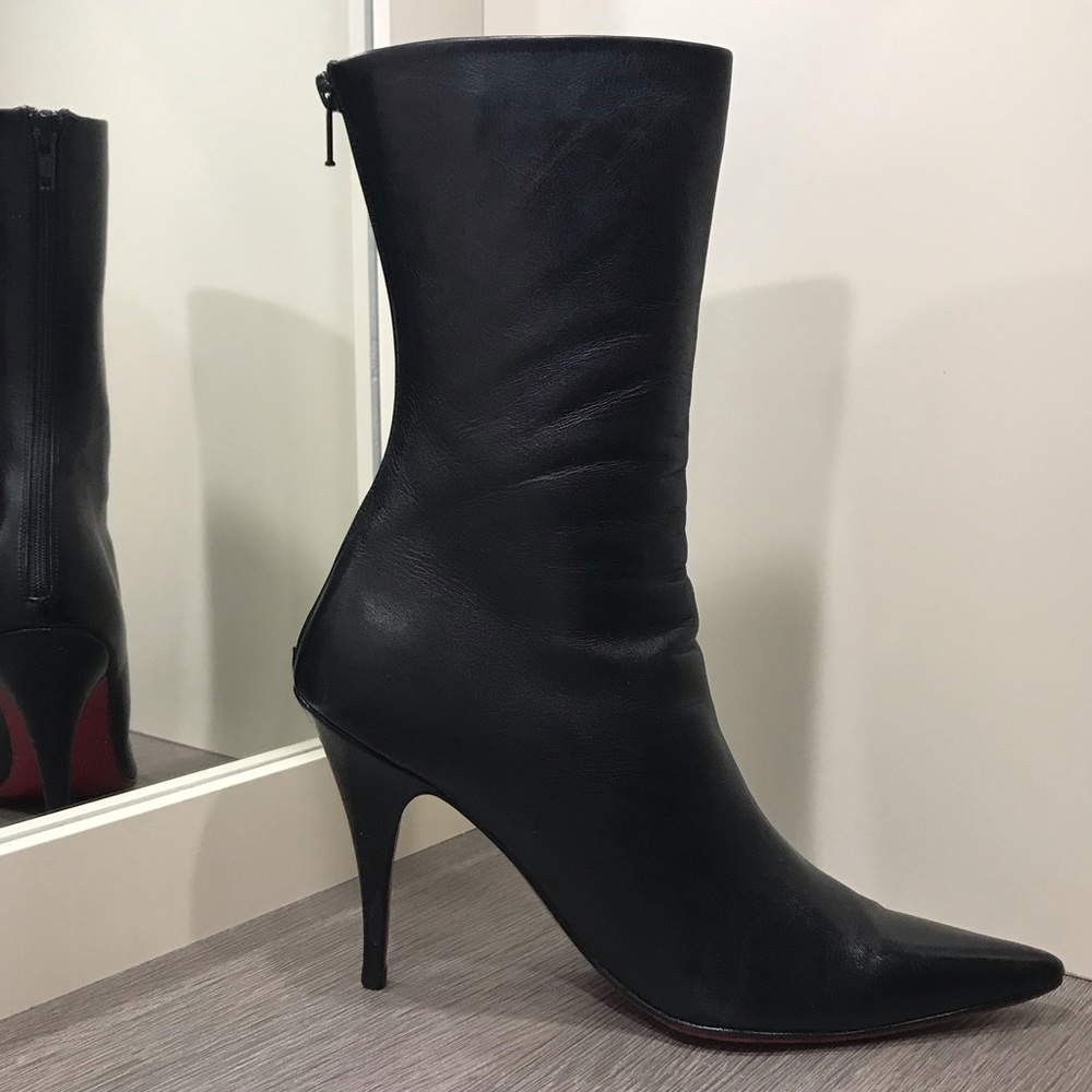 Louboutin stiletto calf boots black